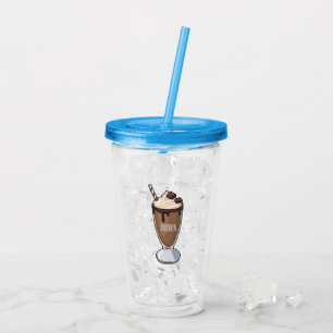 Chocolate milkshake cartoon illustration acrylic tumbler