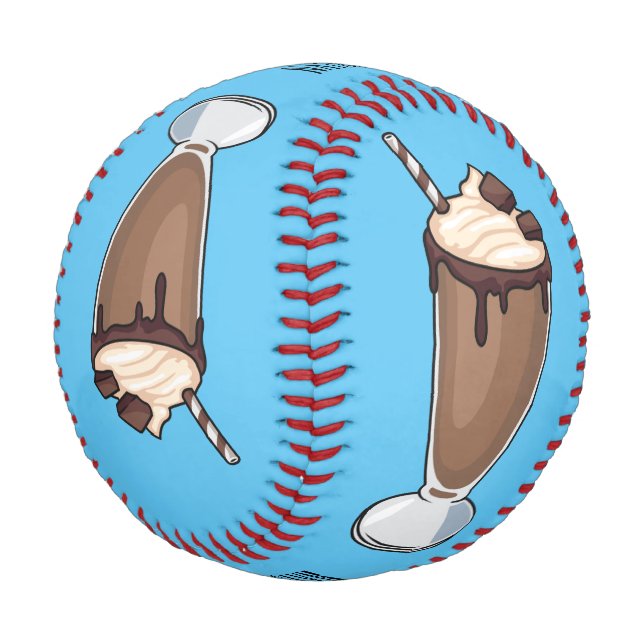 Chocolate milkshake cartoon illustration  baseball (Angled)