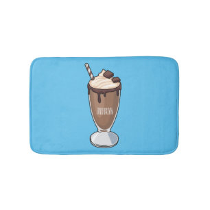 Chocolate milkshake cartoon illustration bath mat