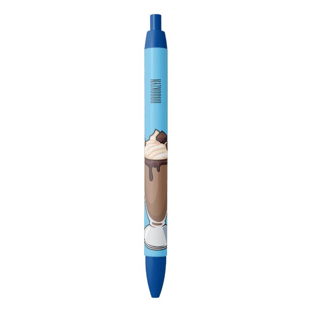 Chocolate milkshake cartoon illustration  black ink pen (Front Vertical)