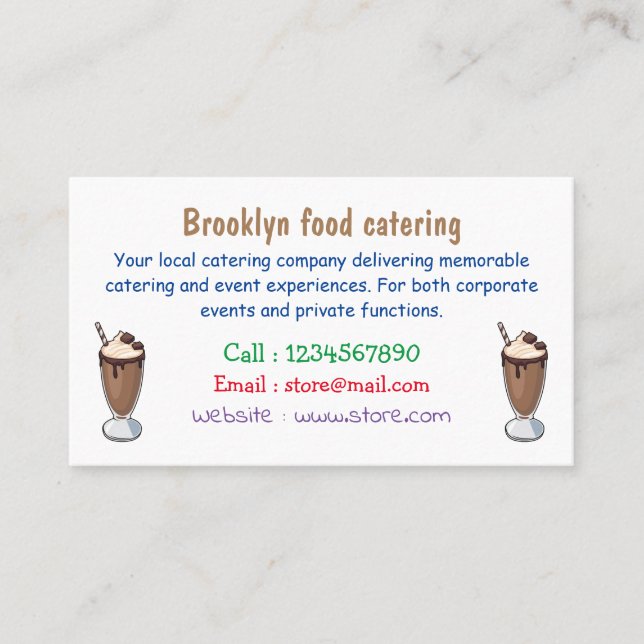 Chocolate milkshake cartoon illustration business card (Front)