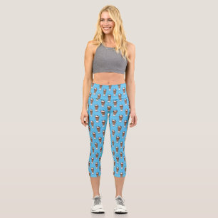 Chocolate milkshake cartoon illustration  capri leggings