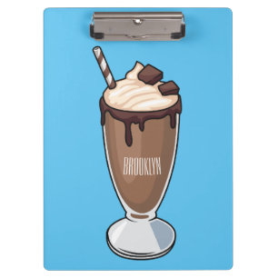 Chocolate milkshake cartoon illustration clipboard