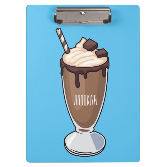 Chocolate milkshake cartoon illustration  clipboard (Front)