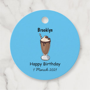 Chocolate milkshake cartoon illustration favour tags
