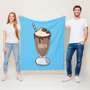Chocolate milkshake cartoon illustration fleece blanket