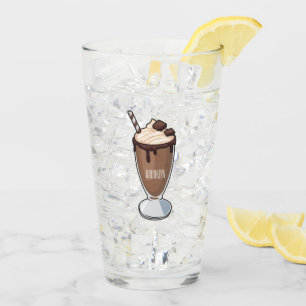 Chocolate milkshake cartoon illustration glass