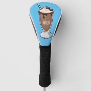 Chocolate milkshake cartoon illustration golf head cover