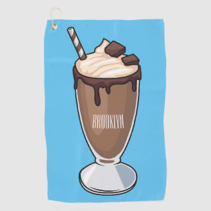 Chocolate milkshake cartoon illustration golf towel