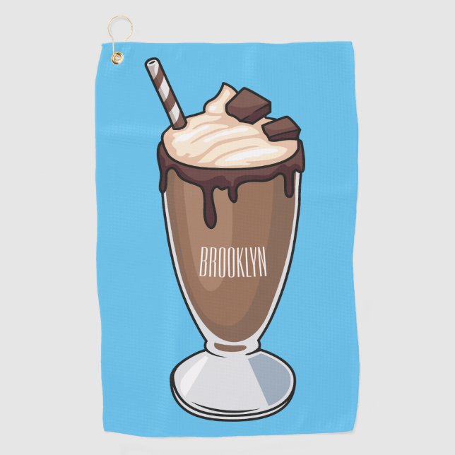 Chocolate milkshake cartoon illustration  golf towel (Front)