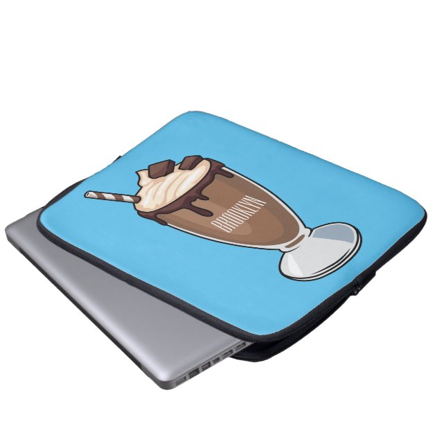 Chocolate milkshake cartoon illustration  laptop sleeve (Front Bottom)