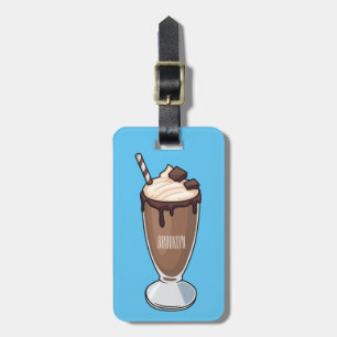 Chocolate milkshake cartoon illustration luggage tag