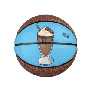 Chocolate milkshake cartoon illustration mini basketball