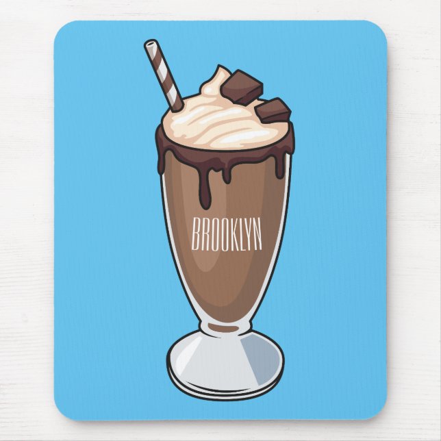 Chocolate milkshake cartoon illustration  mouse mat (Front)