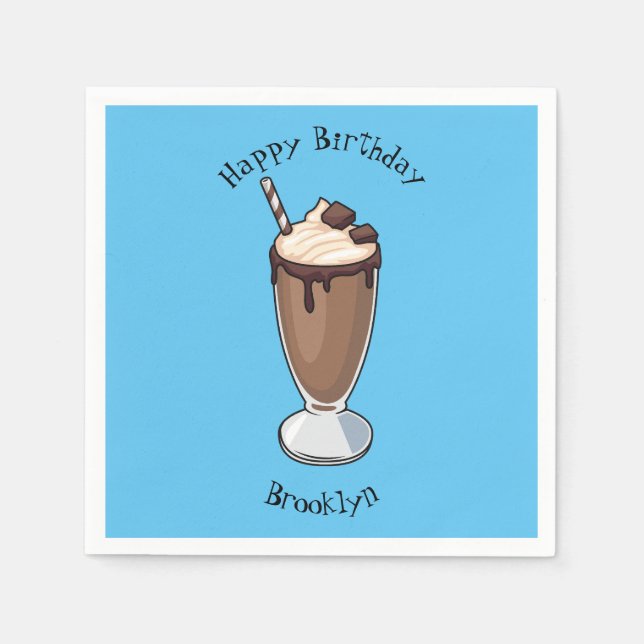 Chocolate milkshake cartoon illustration  napkin (Front)