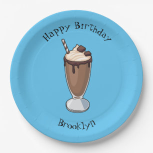 Chocolate milkshake cartoon illustration paper plate