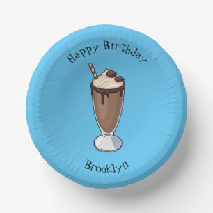 Chocolate milkshake cartoon illustration paper plate