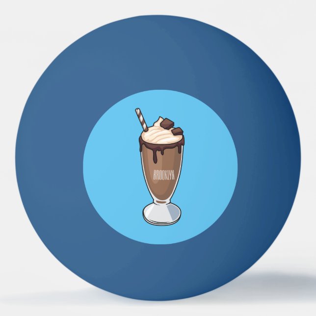 Chocolate milkshake cartoon illustration  ping pong ball (Front)