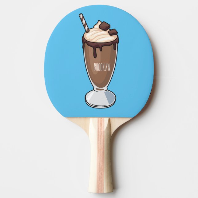 Chocolate milkshake cartoon illustration ping pong paddle (Front)