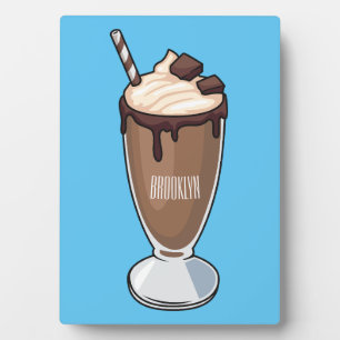 Chocolate milkshake cartoon illustration  plaque