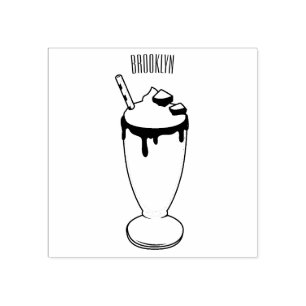 Chocolate milkshake cartoon illustration rubber stamp