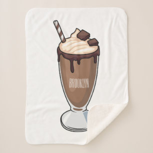 Chocolate milkshake cartoon illustration sherpa blanket