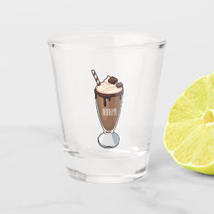 Chocolate milkshake cartoon illustration shot glass