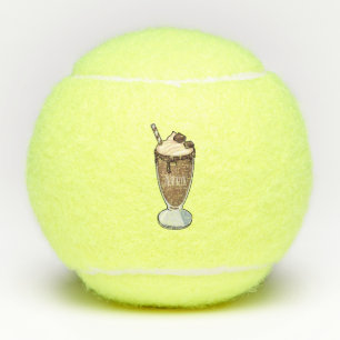 Chocolate milkshake cartoon illustration tennis balls