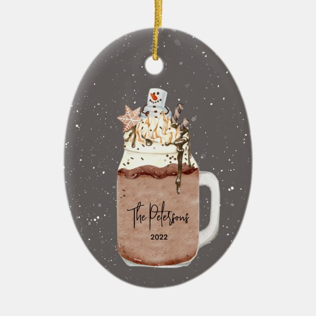 Chocolate Milkshake Christmas Holiday Ceramic Orna Ceramic Tree Decoration (Front)