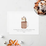 Chocolate Milkshake Snowman Sweet Holiday Card<br><div class="desc">Illustration of a chocolate mason jar milkshake topped with whipped cream,  hot fudge,  caramel,  chocolate chips,  sprinkles,  snowflake shaped Christmas cookie,  and marshmallow snowman.  Personalise the name and year.</div>