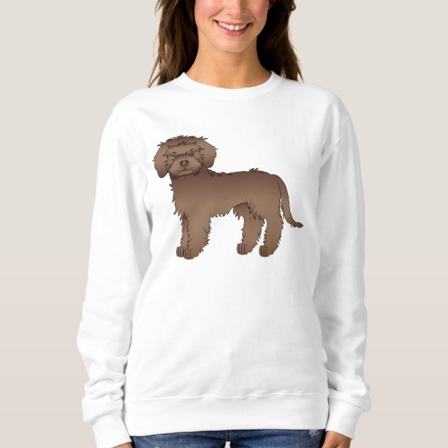 Chocolate Mini Goldendoodle Cartoon Dog Sweatshirt (Front)