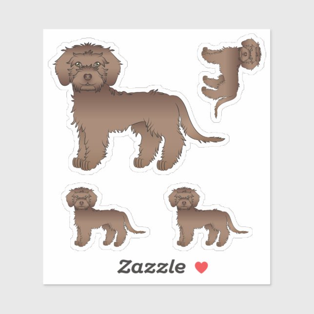 Chocolate Mini Goldendoodle Cute Cartoon Dog (Sheet)