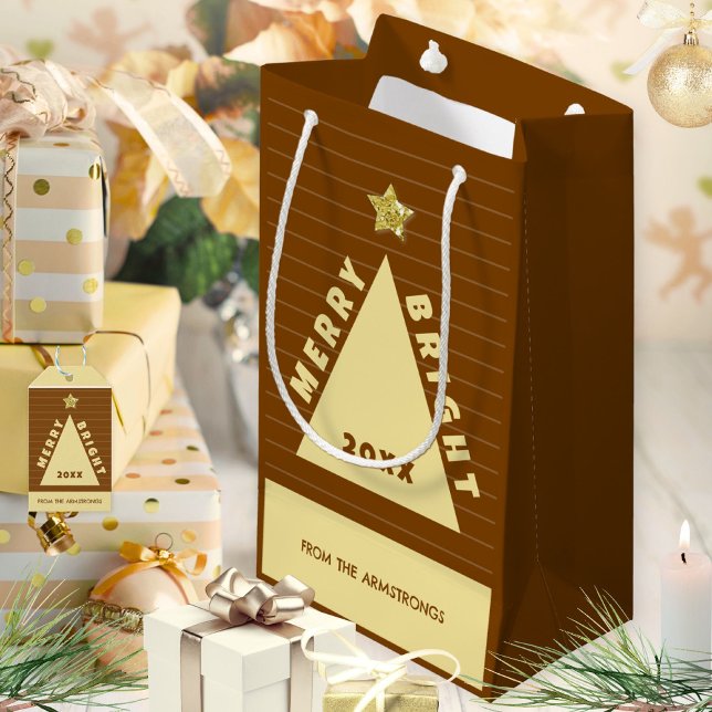 Chocolate Minimalist Christmas Tree Name Small Gift Bag (Chocolate Minimalist Christmas Tree Name Small Gift Bag ©Susanne Sachers - Sunny Mind 🌞)