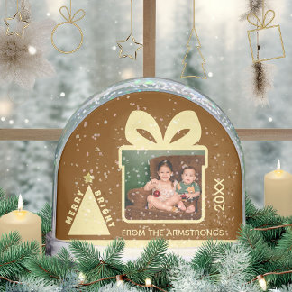 Chocolate Minimalist Tree Gift Box Photo Keepsake Snowglobe
