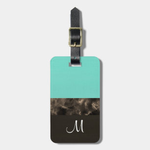 Chocolate Mint Block Stripes Luggage Tag