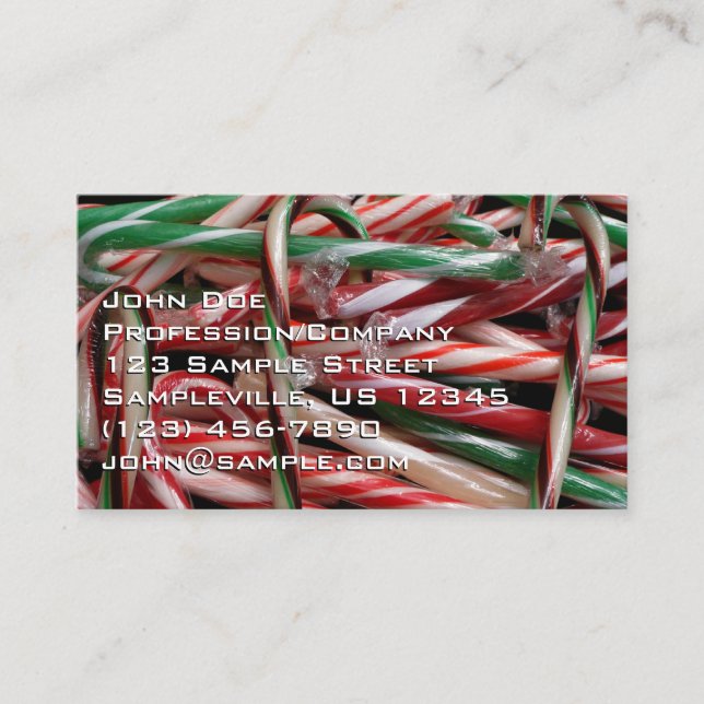 Chocolate Mint Candy Canes Holiday Festive Business Card (Front)
