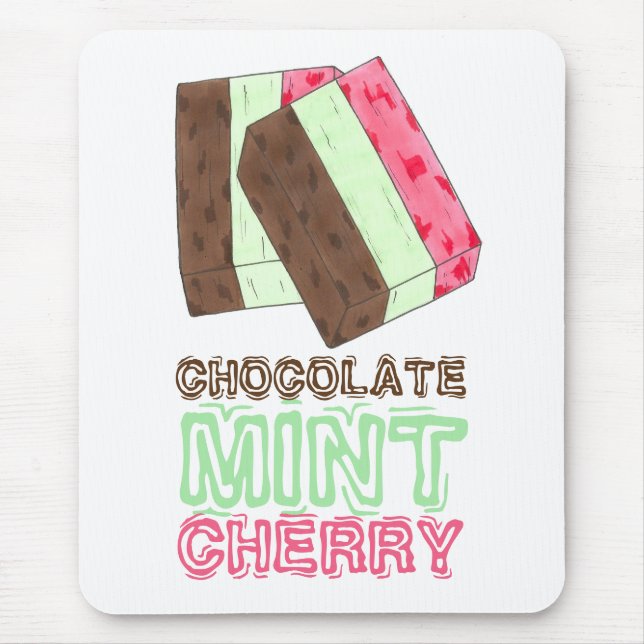 Chocolate Mint Cherry Spumoni Ice Cream Gelato Mouse Mat (Front)