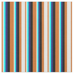 Chocolate, Mint Cream, Cyan, Midnight Blue & Black Fabric
