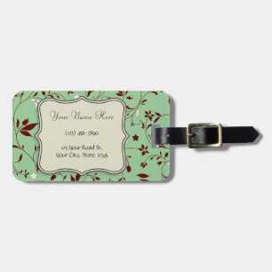 Chocolate Mint Floral Luggage Tag