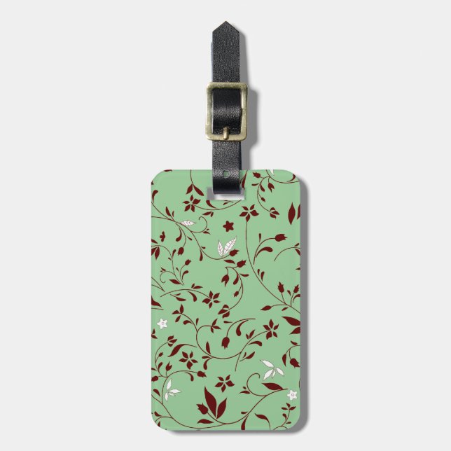 Chocolate Mint Floral Luggage Tag (Front Vertical)