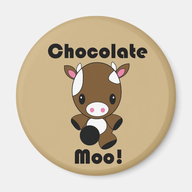 Chocolate Moo Kawaii Cow Magnet (Front)