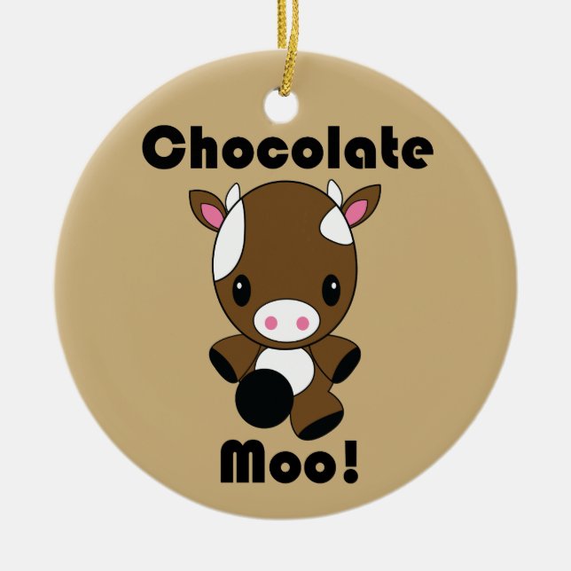 Chocolate Moo Kawaii Cow ornament (Front)