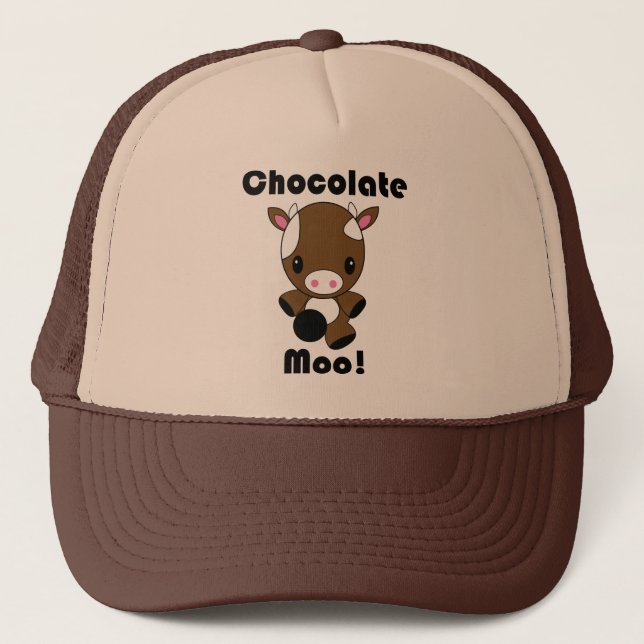 Chocolate Moo Kawaii Cow Trucker Hat (Front)