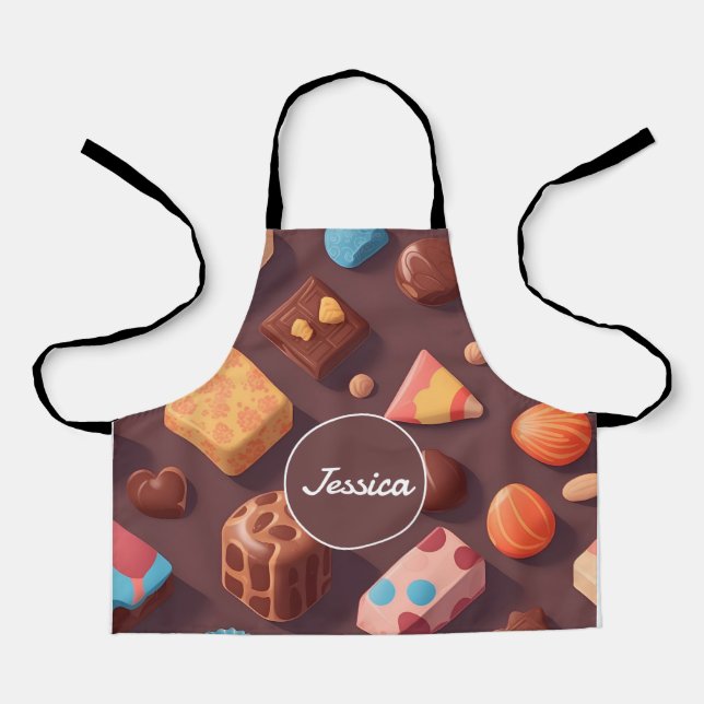 Chocolate Mosaic Colourful Personalised Pattern Apron (Front)