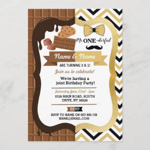 Chocolate & Mr One-derful First Birthday Joint Invitation