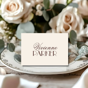 Chocolate Name Old Money Quiet Wedding Place Card