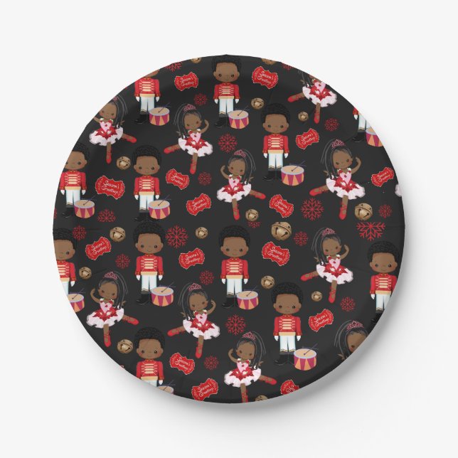 Chocolate Nutcracker Holiday Paper Plates  (Front)
