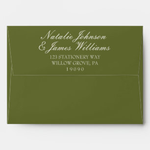 Chocolate Olive Green Old Money Vintage Wedding Envelope
