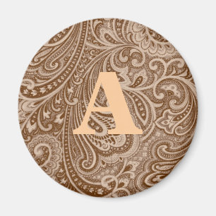 Chocolate paisley monogram magnet