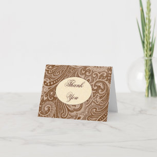 Chocolate paisley thank you card